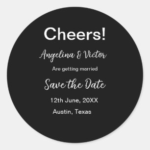 Pegatina Redonda Salva la fecha sencillo minimalista moderno elegan