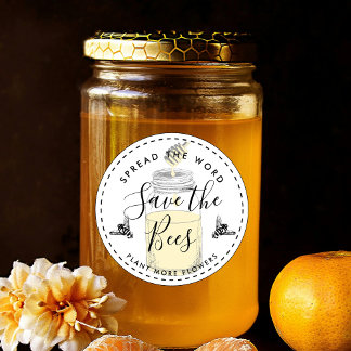 Pegatina Redonda Salva las abejas añade tu propia cita