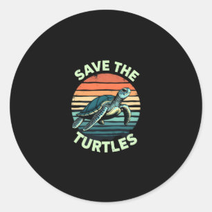Pegatina Redonda Salva Las Tortugas Amante De Mascotas De Tortugas