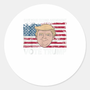 Pegatina Redonda Salva tu segundo voto de enmienda Trump