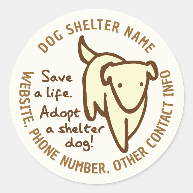 Pegatina Redonda Salva una Vida Adopta un Perro de un Refugio Pegat (Anverso)
