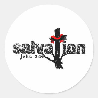 Pegatina Redonda Salvación Juan 3:16 Cristiano
