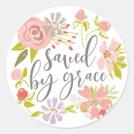 Pegatina Redonda Salvado Por Grace - Ephesianos 2:8