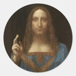 Pegatina Redonda Salvador Mundi de Leonardo da Vinci alrededor de 1