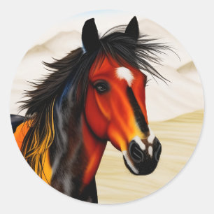 Pegatina Redonda Salvaje En El Corazón - Un Espíritu Pinto Pony Occ