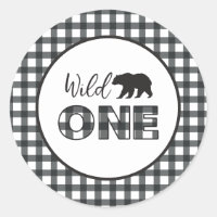 Salvaje Uno Oso Plaid Negro Búfalo Cumpleaños Prim