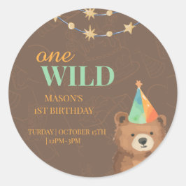 Pegatina Redonda Salvaje uno: Únete a nosotros por un ruidoso cumpl