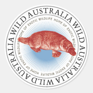 Pegatina Redonda Salvajes Pegatinas de Platypus de Australia