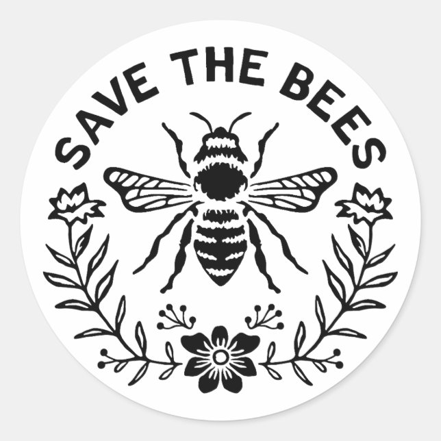 Pegatina Redonda Salvar a las abejas (Anverso)