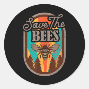 Pegatina Redonda Salvar a las abejas Protección del medio ambiente 