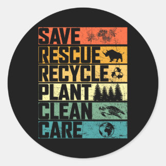 Pegatina Redonda Salvar a las abejas Rescatar animales Plantar árbo