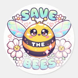 Pegatina Redonda Salvar a las abejas ricas