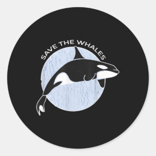 Pegatina Redonda Salvar a las ballenas I Protección Medioambiental 