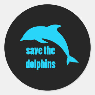 Pegatina Redonda Salvar a los delfines