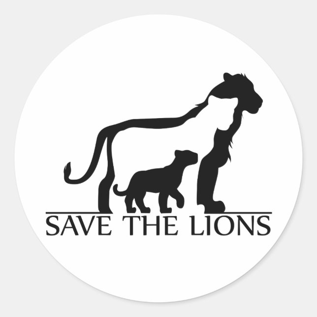 Pegatina Redonda Salvar a los leones (Anverso)