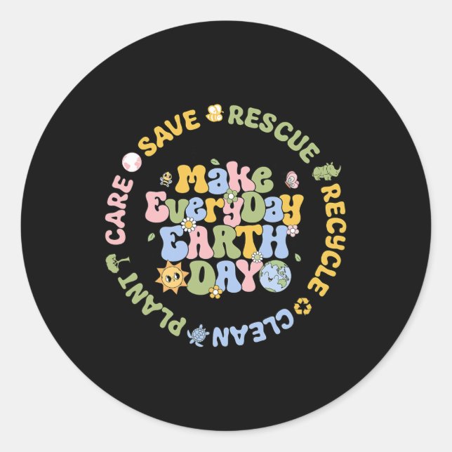 Pegatina Redonda Salvar Abejas Rescate Animales Reciclar Cuidados C (Anverso)