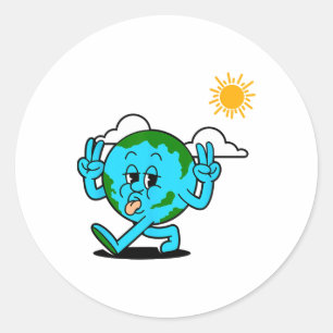 Pegatina Redonda Salvar al amante de la naturaleza del planeta Tier