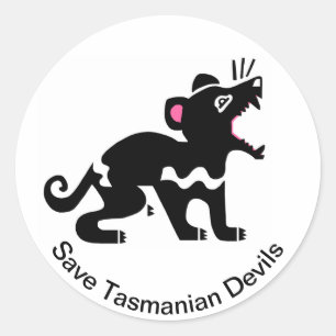 Pegatina Redonda Salvar al demonio de Tasmania -animal en peligro- 