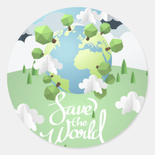 Pegatina Redonda salvar al mundo