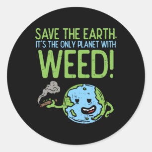 Pegatina Redonda Salvar al Stoner Weed de la Camisa del Día de la T