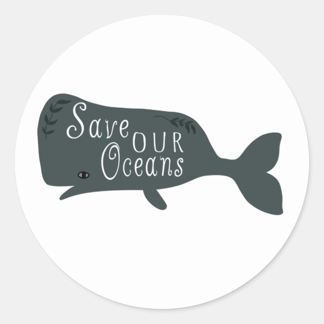 Pegatina Redonda Salvar el blanco de nuestra ballena ambiental oceá (Anverso)