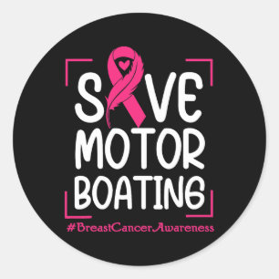 Pegatina Redonda Salvar el cáncer de mama con cinta rosada en el ba