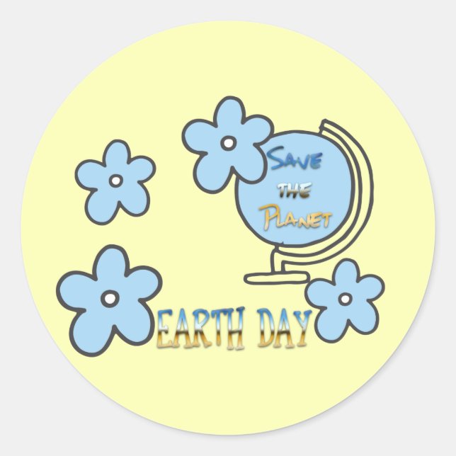 Pegatina Redonda Salvar el globo del Día del Planeta Tierra (Anverso)