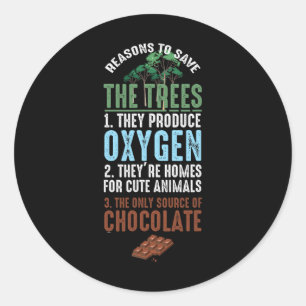 Pegatina Redonda Salvar el medio ambiente de los árboles de chocola