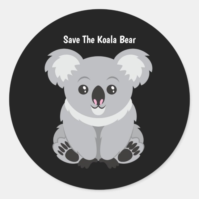 Pegatina Redonda Salvar el oso Koala (Anverso)