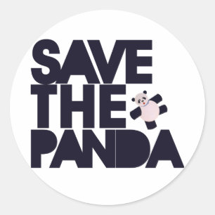 Pegatina Redonda Salvar el oso Panda