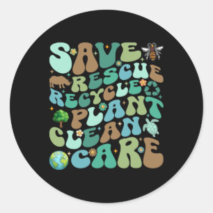Pegatina Redonda Salvar el rescate de la planta de reciclaje de cui