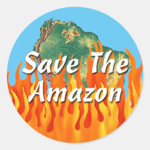 Pegatina Redonda Salvar la Amazonía