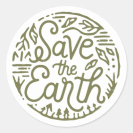Pegatina Redonda Salvar la tierra