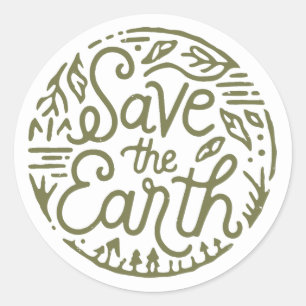 Pegatina Redonda Salvar la tierra
