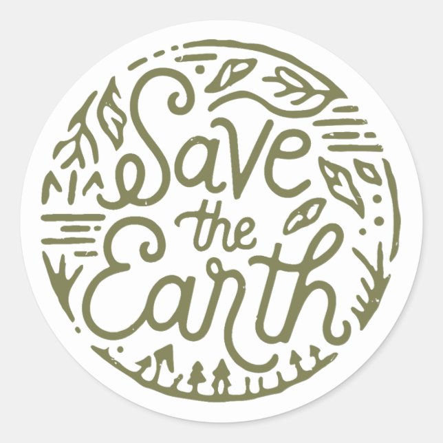 Pegatina Redonda Salvar la tierra (Anverso)