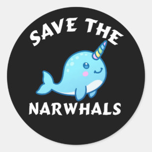 Pegatina Redonda Salvar Los Narwhals