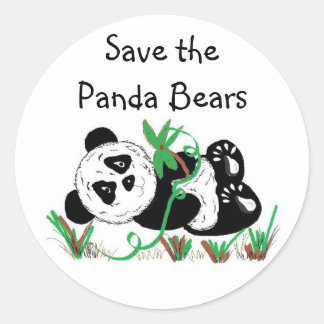 Pegatina Redonda Salvar los osos panda