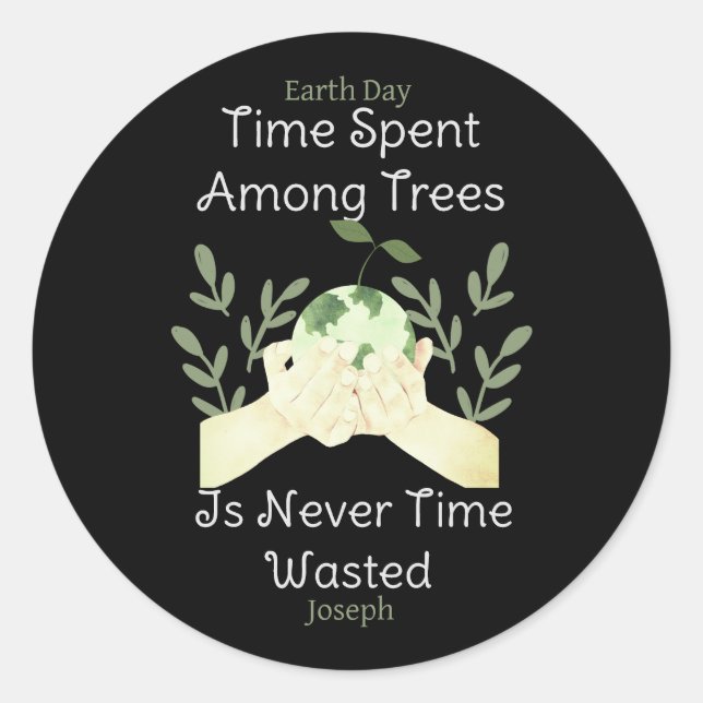 Pegatina Redonda salvar nuestra tierra, el día de la tierra, amar l (Anverso)