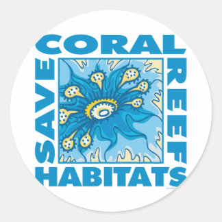 Pegatina Redonda Salvar nuestros arrecifes de coral