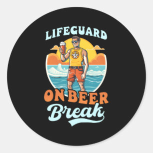 Pegatina Redonda Salvavidas En Beer Break Lifeguard