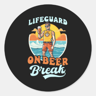 Pegatina Redonda Salvavidas En Beer Break Lifeguard