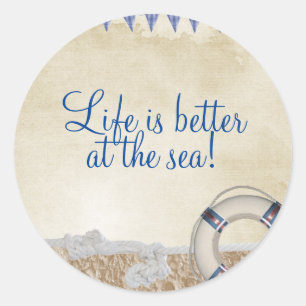 Pegatina Redonda Salvavidas en la arena