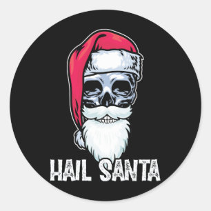 Pegatina Redonda ¡Salve Santa! Gráfico retro de cráneo vintage S