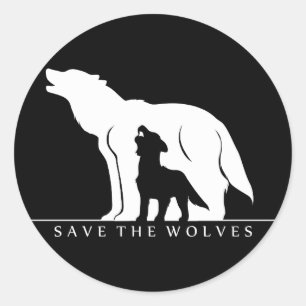 Pegatina Redonda Salvemos a los lobos