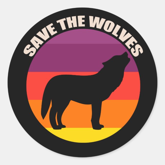 Pegatina Redonda Salvemos a los lobos (Anverso)