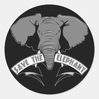 Pegatina Redonda Salvemos Al Elefante