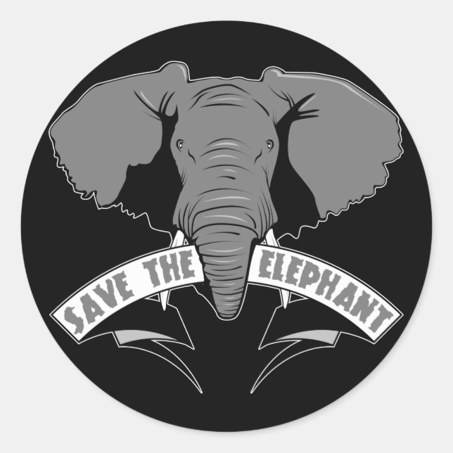 Pegatina Redonda Salvemos Al Elefante (Anverso)