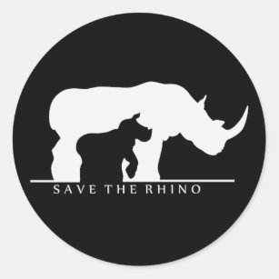 Pegatina Redonda Salvemos al Rinoceronte