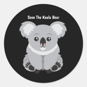 Pegatina Redonda Salvemos el oso Koala