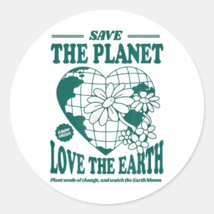 Pegatina Redonda Salvemos El Planeta Ama La Prote Ambiental De La T